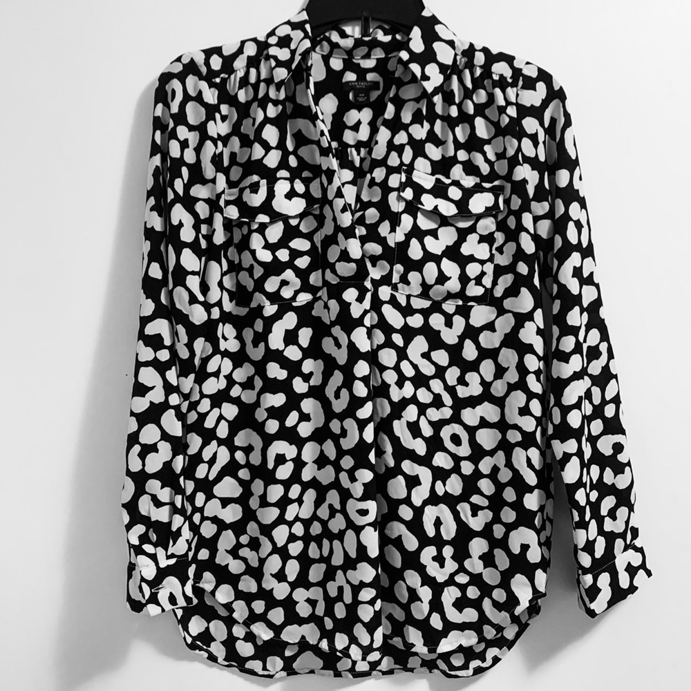 Ann Taylor Animal Print Camp Shirt